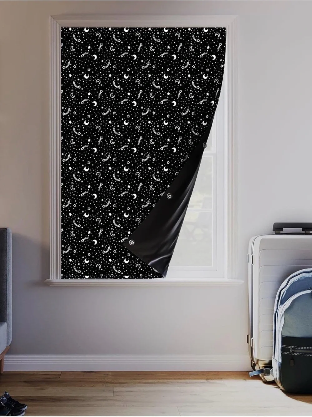 Moon & Stars Black Window Shade - Unbranded